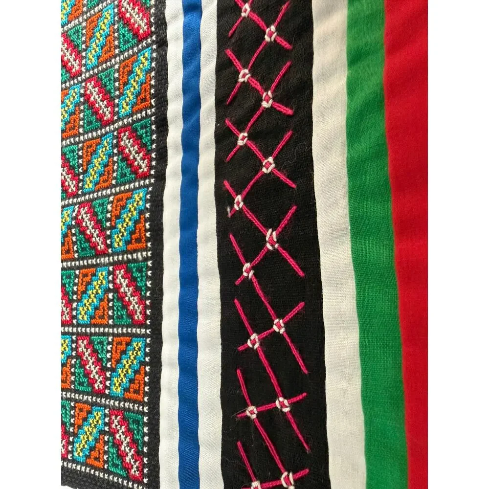 Pair Vintage Hmong Pa Dau Embroidery Textile Wall Art Centerpieces Hand Stitched